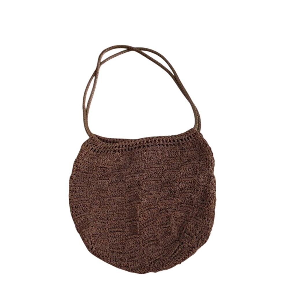 Vintage No Brand Neutral Brown Boho Knit Shoulder Bag Purse